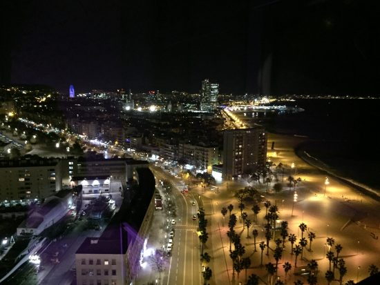Vista nocturna de la Barceloneta